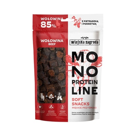⁨WIEJSKA ZAGRODA Monoproteinowy soft snacks Wołowina (dorosły) - Przysmak dla psa - 115g⁩ w sklepie Wasserman.eu