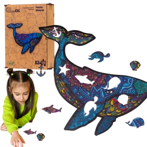 ⁨Wooden puzzle eco 125 Potny whale A3⁩ at Wasserman.eu