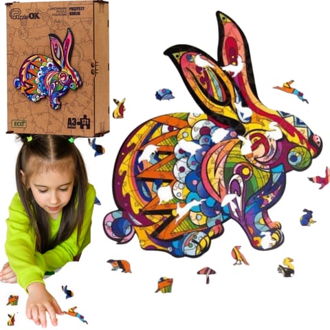 ⁨Wooden puzzle eco 121 Fluffy rabbit A3⁩ at Wasserman.eu