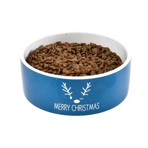 ⁨BARRY KING Miska ceramiczna dla psa, Merry Christmas, niebieska 16x6cm [BK-15604]⁩ w sklepie Wasserman.eu