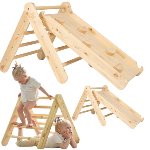 ⁨Wielofunkcyjna Drabinka Drewniana Zjeżdżalnia Ścianka Wspinaczkowa Dwustron⁩ w sklepie Wasserman.eu
