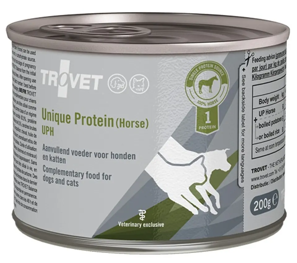 ⁨Trovet Unique Protein UPH Horsemeat for dog and cat can 200g⁩ at Wasserman.eu