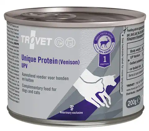 ⁨Trovet Unique Protein UPV Dziczyzna dla psa i kota puszka 200g⁩ w sklepie Wasserman.eu