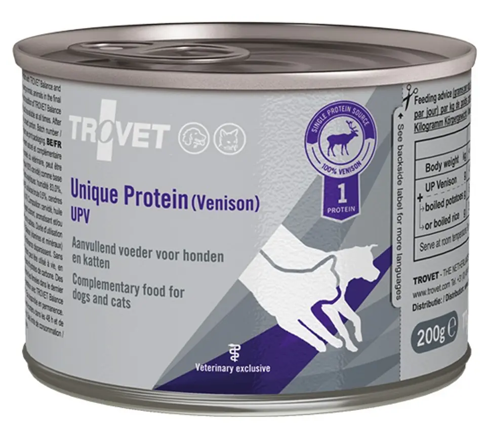 ⁨Trovet Unique Protein UPV Venison for Dog and Cat Can 200g⁩ at Wasserman.eu