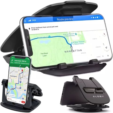 ⁨Uchwyt samochodowy na telefon gps kokpit deskę samochodu auta obrotowy 360 stopni do telefonu 6.5" Alogy Czarny⁩ w sklepie Wasserman.eu