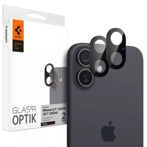 ⁨Osłona Aparatu Spigen Optik Pro Glas.TR  Camera Protector 2-pack do iPhone 16 / 16 Plus Black⁩ w sklepie Wasserman.eu