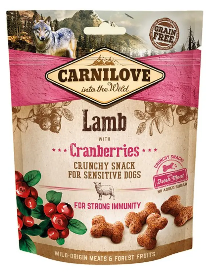 ⁨CARNILOVE CRUNCHY SNACK LAMB WITH CRANBERRIES WITH FRESH MEAT 200g⁩ at Wasserman.eu