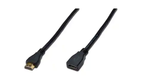 ⁨Highspeed 1.4 HDMI Verlängerungskabel mit Eth. GOLD Typ HDMI A/HDMI A, M/Ż Schwarz 5m AK-330201-050-S⁩ im Wasserman.eu