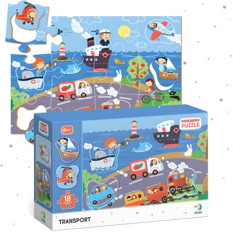 ⁨PUZZLE SORTER TRANSPORT NAUKA POPRZEZ ZABAWĘ ŚRODKI TRANSPORTU 18 ELEMENTÓW⁩ w sklepie Wasserman.eu