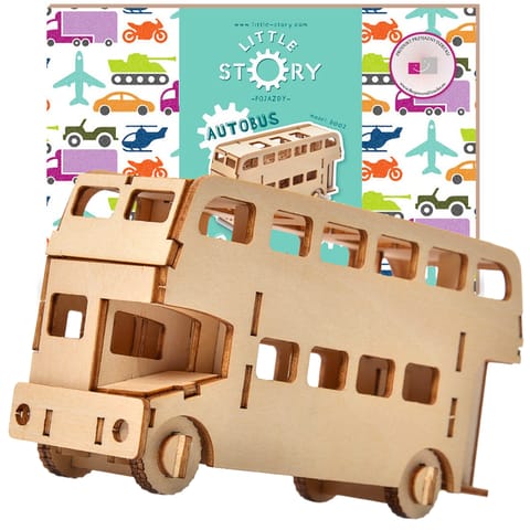 ⁨Little Story Drewniane Puzzle Model 3D - Autobus⁩ w sklepie Wasserman.eu