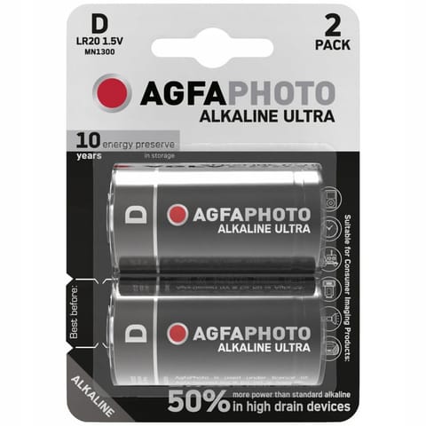 ⁨2x BATERIA AGFAPHOTO ULTRA D LR20 R20 ALKALICZNA⁩ w sklepie Wasserman.eu