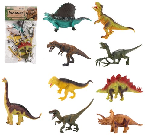 ⁨LARGE SET DINOSAUR FIGURES PACK 9 PCS RUBBER⁩ at Wasserman.eu