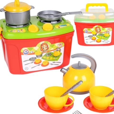 ⁨CHILDREN'S STOVE 2in1 BOX POTS DISHES⁩ at Wasserman.eu