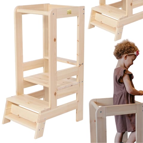 Kitchen Helper Pomocnik Kuchenny Podest Regulowana Wysokość Drewniany w sklepie Wasserman.eu