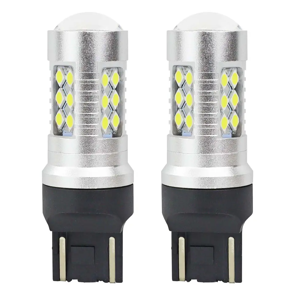 ⁨Żarówki led canbus 3030 24smd t20 7443 w21/5w white 12v 24v amio-02126⁩ w sklepie Wasserman.eu