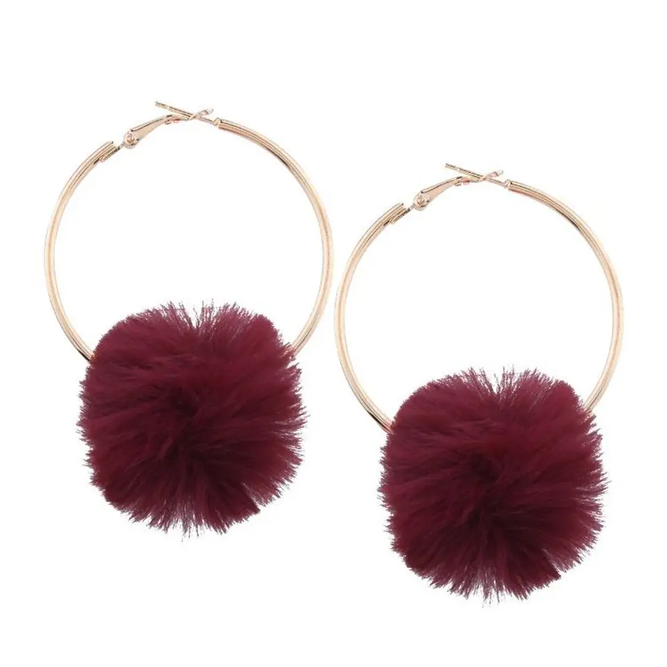 ⁨EARRINGS WHEELS POMPON RED WINE K632W⁩ at Wasserman.eu