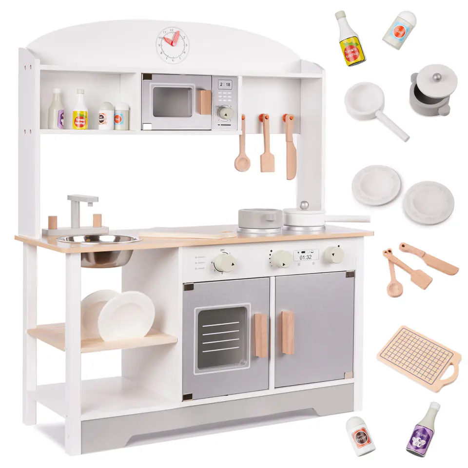 ⁨Kuchnia dla dzieci drewniana  MDF MODERN CLASSIC akcesoria 82cm⁩ w sklepie Wasserman.eu