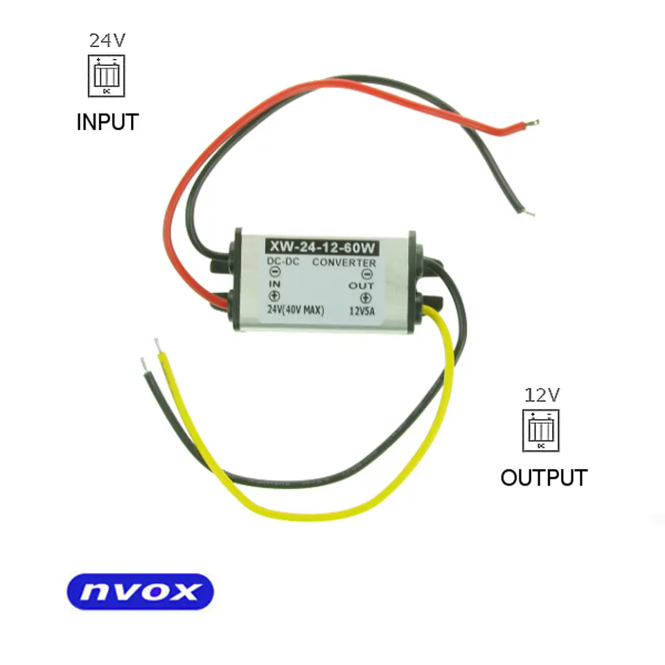 ⁨Converter voltage reducer from 24V to 12V with a power of 60V... (NVOX MANOSTAT 5A)⁩ at Wasserman.eu