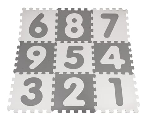 ⁨Mata biało-szara z 9 Puzzli cyfry litery Pianka EVA Powłoka antybakteryjna⁩ w sklepie Wasserman.eu