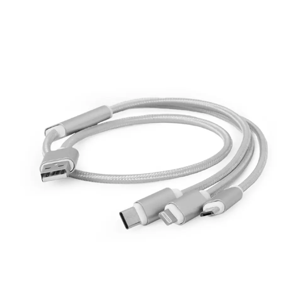 ⁨Kabel USB 3w1 do ładowania/1m/srebrny⁩ w sklepie Wasserman.eu