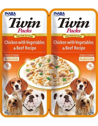 ⁨INABA Dog Twin Chicken with Vegetables and Beef in Broth – dog treat – 2x40g⁩ at Wasserman.eu