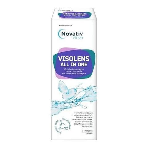 ⁨Novativ vision Visolens all in one Wielofunkcyjny płyn do oczyszczania soczewek kontaktowych 360 ml⁩ w sklepie Wasserman.eu