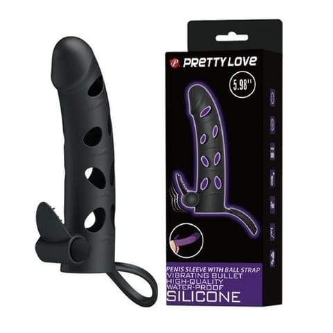 ⁨Pretty Love 6 Inch Vibrating Penis Sleeve Black⁩ w sklepie Wasserman.eu