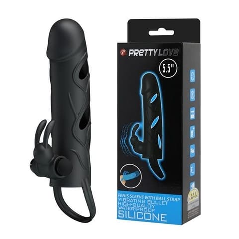 ⁨Pretty Love 5,5 Inch Vibrating Penis Sleeve Black⁩ w sklepie Wasserman.eu