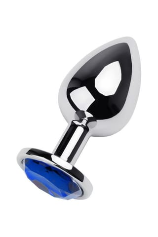 ⁨Silver anal plug TOYFA Metal with blue round-shaped gem⁩ w sklepie Wasserman.eu