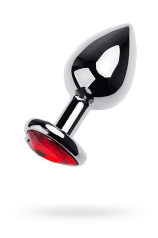 ⁨Silver anal plug TOYFA Metal with red heart-shaped gem⁩ w sklepie Wasserman.eu