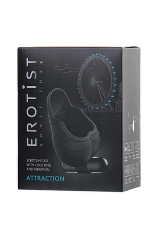 ⁨EROTIST Scrotum cover with an erection ring and vibration Attraction, silicone, black, 6.5 cm⁩ w sklepie Wasserman.eu