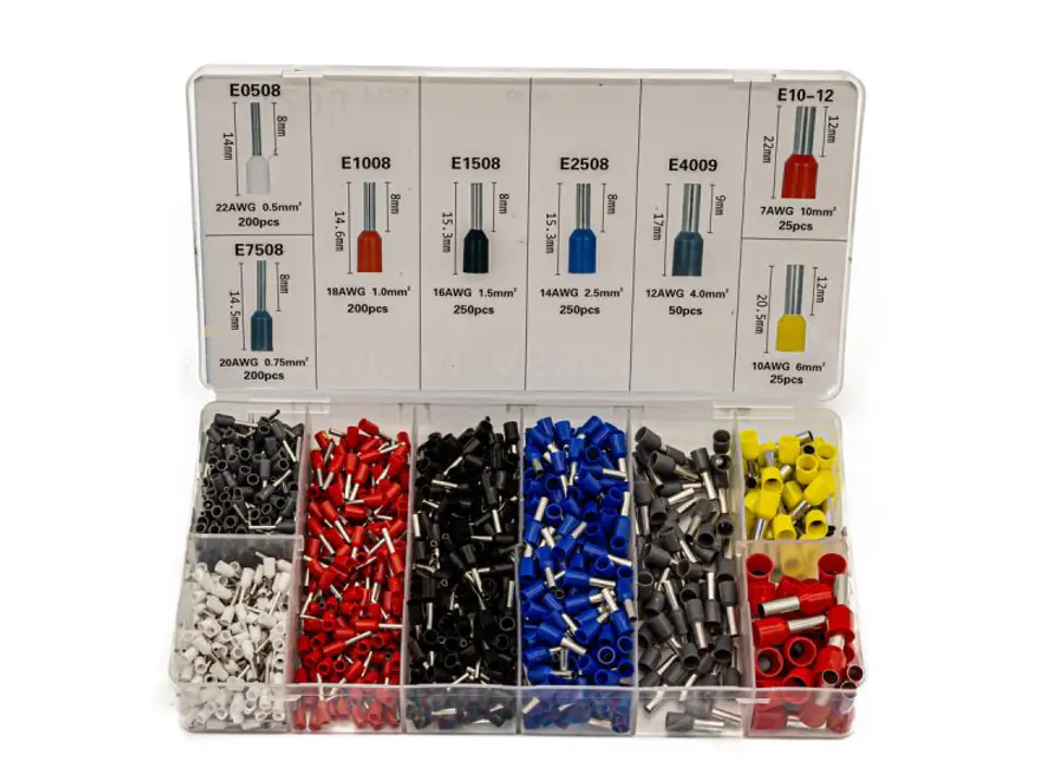 ⁨Cable connectors, sleeve set, Tips 1200 pcs. Crimping tool sleeves, Praski⁩ at Wasserman.eu