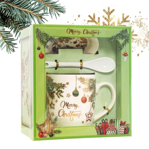 ⁨KUBEK ŚWIĄTECZNY - zestaw w pudełku z zaparzaczem  i łyżeczką 400 ml KB16WZ1⁩ w sklepie Wasserman.eu