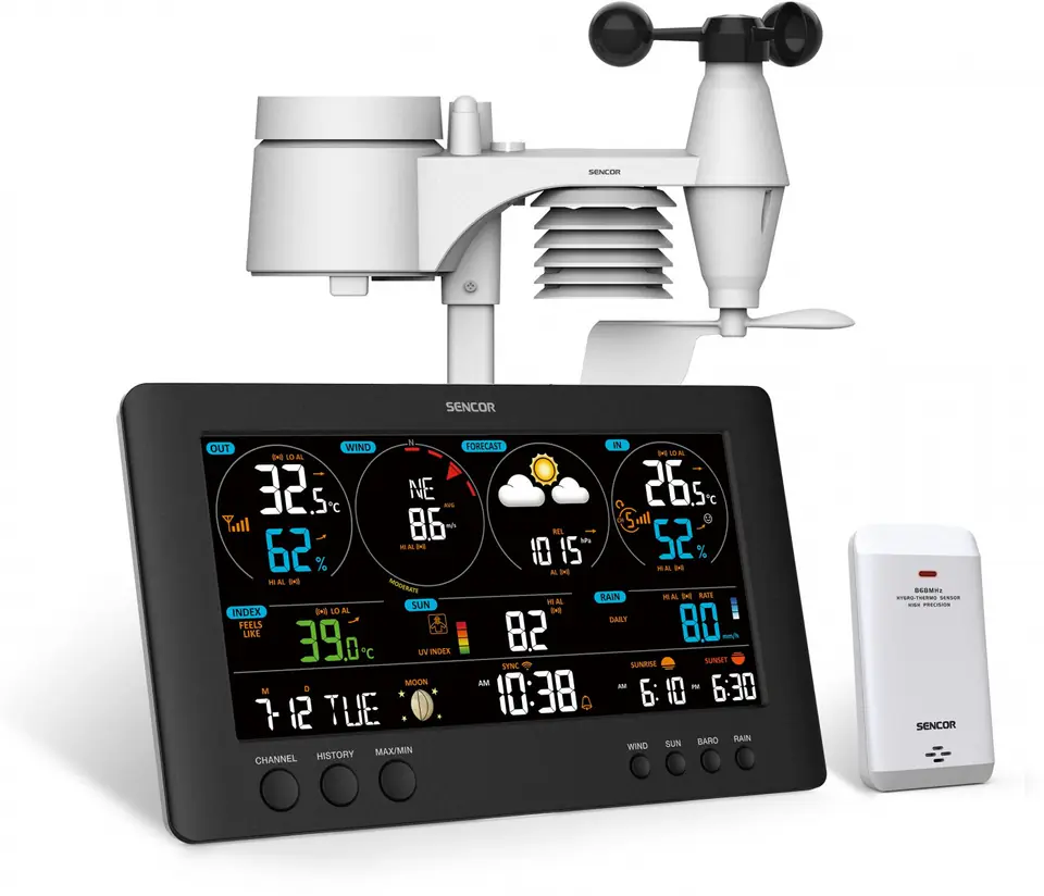 ⁨Professional METEO WiFi Station SWS 12500 height LCD 21,4cm Color⁩ at Wasserman.eu