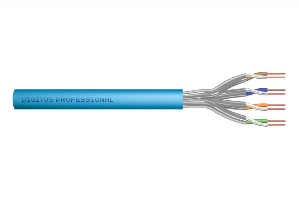 Kabel teleinformatyczny instalacyjny kat.6A, S/FTP, Eca, drut, AWG 23/1, LSOH, 100m ofoliowany Niebieski w sklepie Wasserman.eu