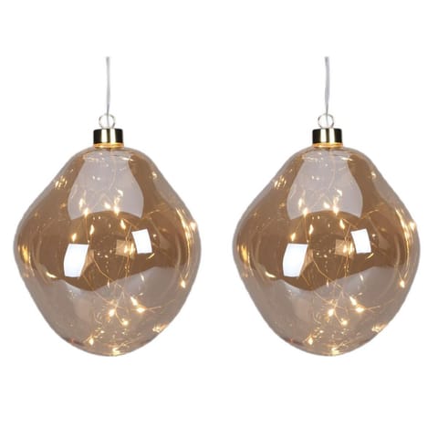 ⁨BOMBKA FORMÓWKA SZKLANA KROPLA 2SZT LED 12CM GOLD⁩ w sklepie Wasserman.eu