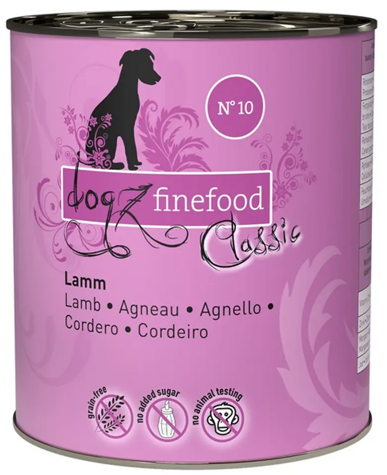 ⁨Dogz Finefood Classic N.10 Lamb can 800g⁩ at Wasserman.eu