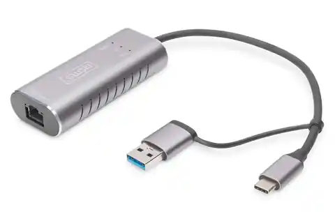 ⁨Karta sieciowa przewodowa USB 3.1 Typ C + USB A do 1x RJ45 2.5 Gigabit Ethernet 10/100/1000/2500Mbps⁩ w sklepie Wasserman.eu