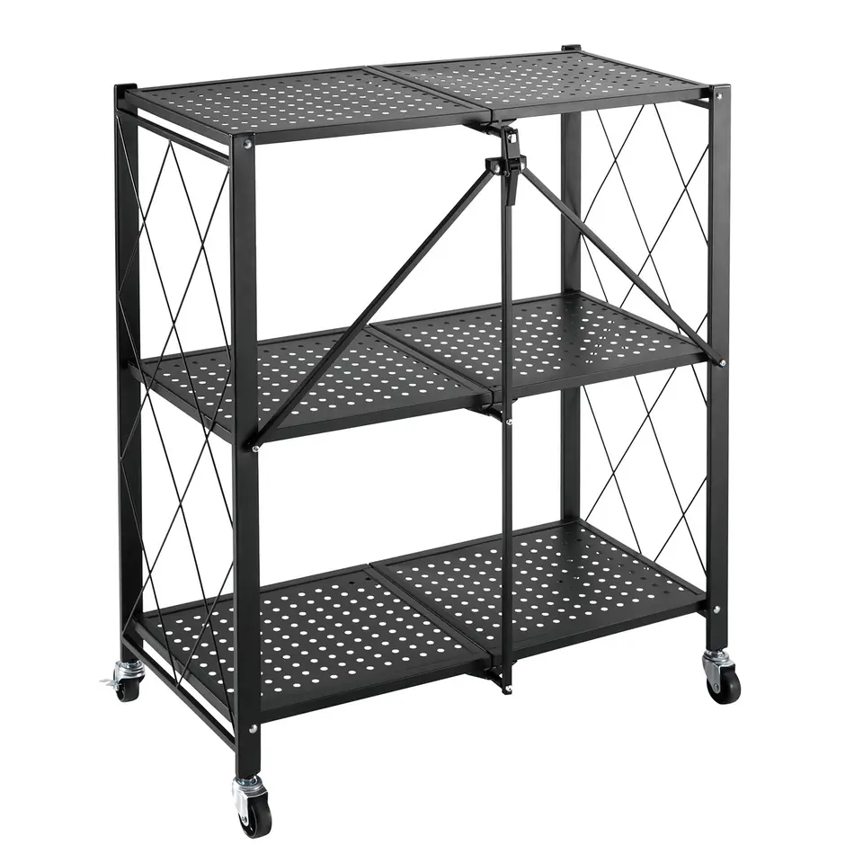 Maclean steel folding cabinet, mobile, bookcase, 3 shelves on wheels, MC-897 at Wasserman.eu