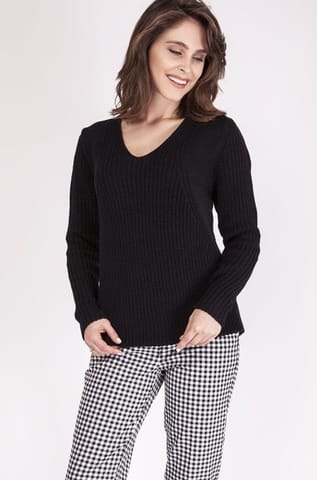 ⁨Sweter Victoria SWE 123 Czarny (Rozmiar L)⁩ w sklepie Wasserman.eu