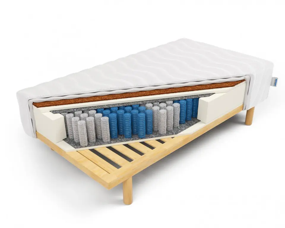 ⁨Frankhauer Pocket mattress with coconut Morpheus on the frame (Dormia cover, size 80 x 200)⁩ at Wasserman.eu