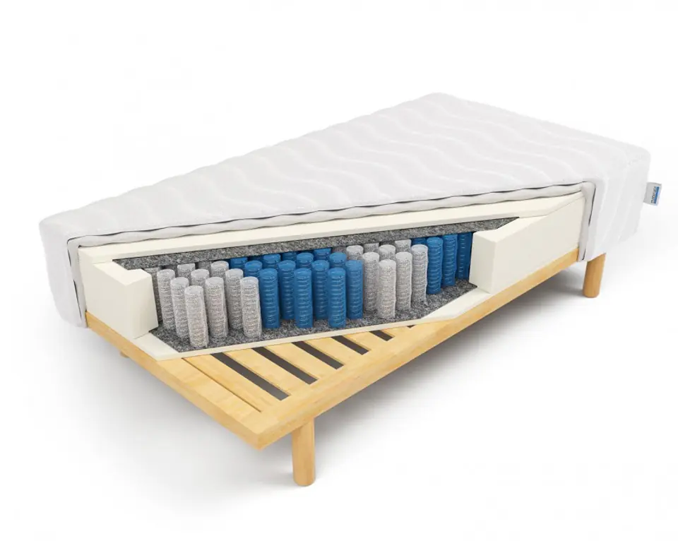 ⁨Frankhauer Poseidon pocket mattress on the frame (Dormia cover, size 80 x 200)⁩ at Wasserman.eu