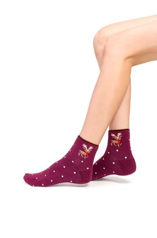 ⁨Socks 123-035 Melange Burgundy Melange Bordo (Size: 35/37)⁩ at Wasserman.eu