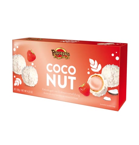 ⁨Papagena Coconut Balls with Strawberry Cream 120 g⁩ at Wasserman.eu