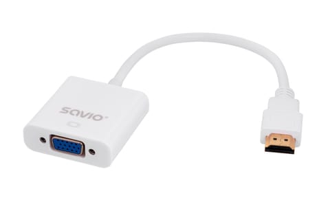 ⁨Adapter SAVIO cl-27 (HDMI M - D-Sub (VGA) F; 0,10m; kolor biały)⁩ w sklepie Wasserman.eu