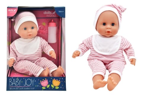 ⁨DollsWorld lalka baby Joy 38cm ubr.w paski 78310⁩ w sklepie Wasserman.eu