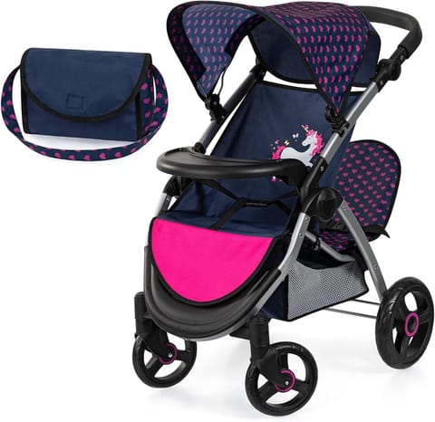 ⁨Bayer Doll's stroller for twins navy blue 39454AA⁩ at Wasserman.eu