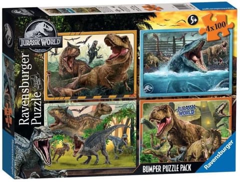 ⁨Puzzle 4x100 Jurassic World Bumper Pack⁩ w sklepie Wasserman.eu