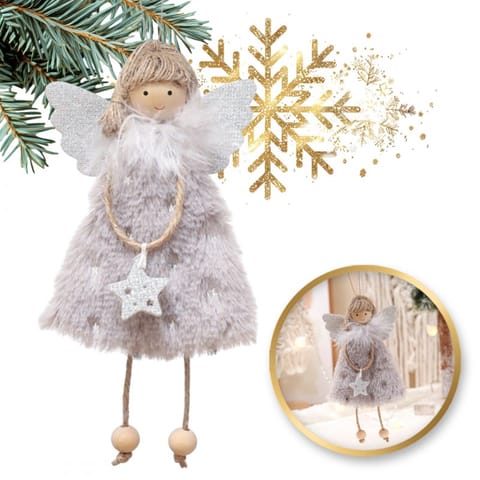 ⁨Christmas tree decoration - Angel gray 16cm 1pc⁩ at Wasserman.eu