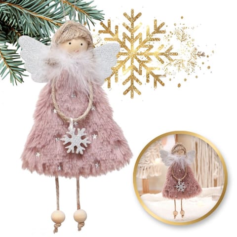 ⁨Christmas tree decoration - Angel pink 16cm 1pc⁩ at Wasserman.eu